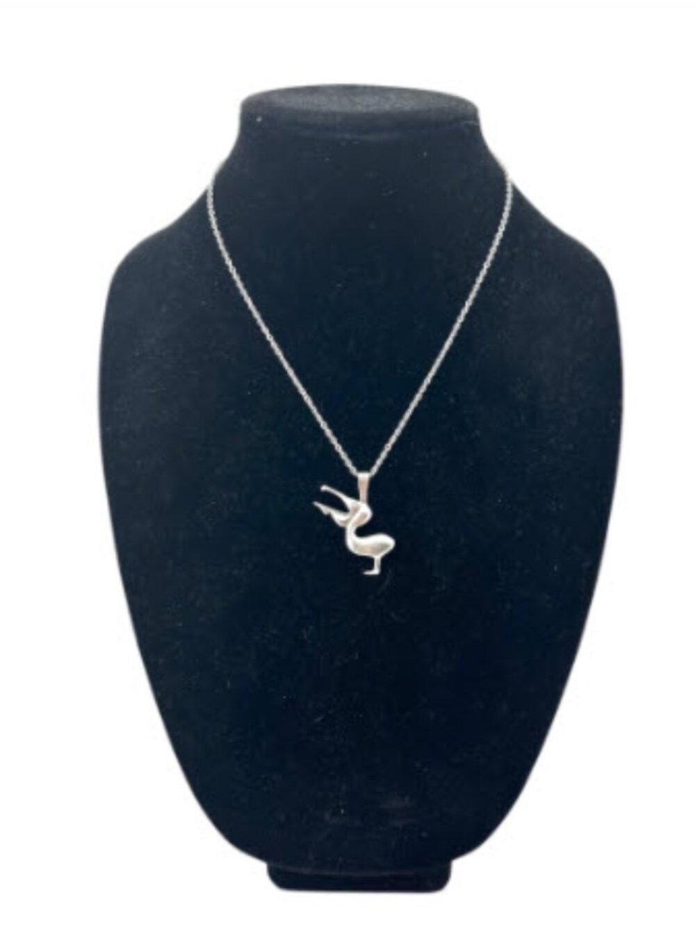 Pelican Necklace Silver Tone Bird Pendant Diamond Cut Stainless Steel Chain - Picture 8 of 9